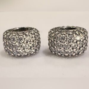 Pandora Set Sparkling Pavé Triple Row Charm Sterling Silver Clear CZ